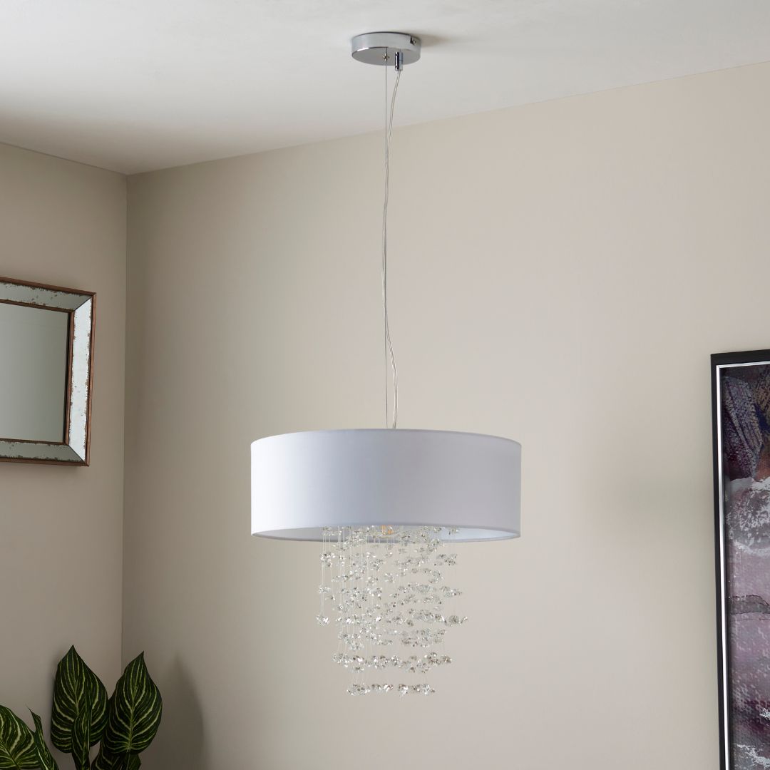 Arianna Silver & White Ceiling Pendant