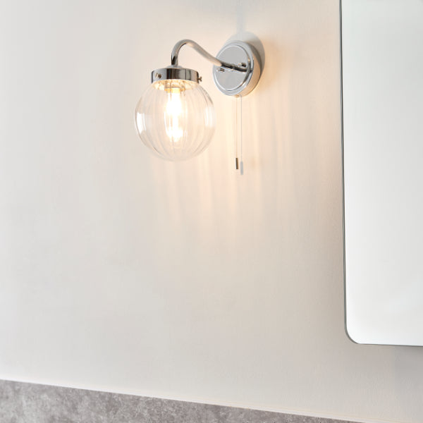 Amelie IP44 Polished Chrome Wall Light