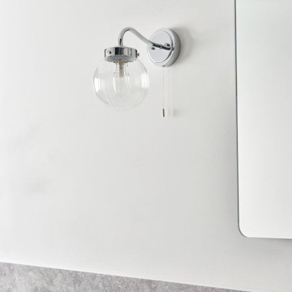 Amelie IP44 Polished Chrome Wall Light