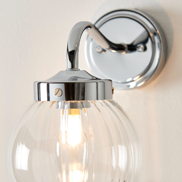 Amelie IP44 Polished Chrome Wall Light