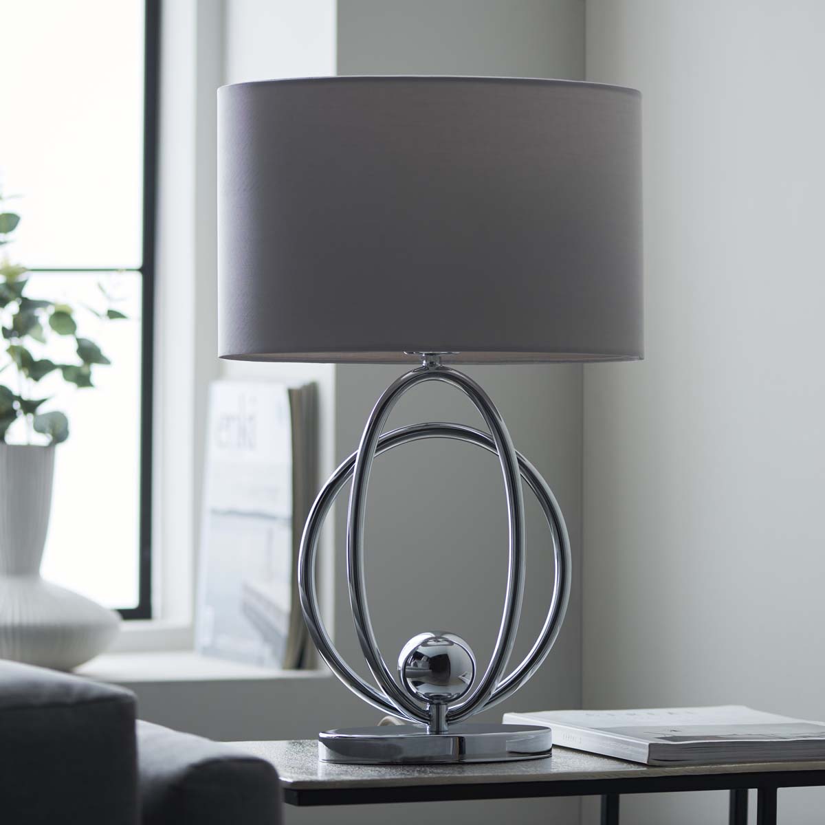 Loop Polished Chrome Touch Table Lamp