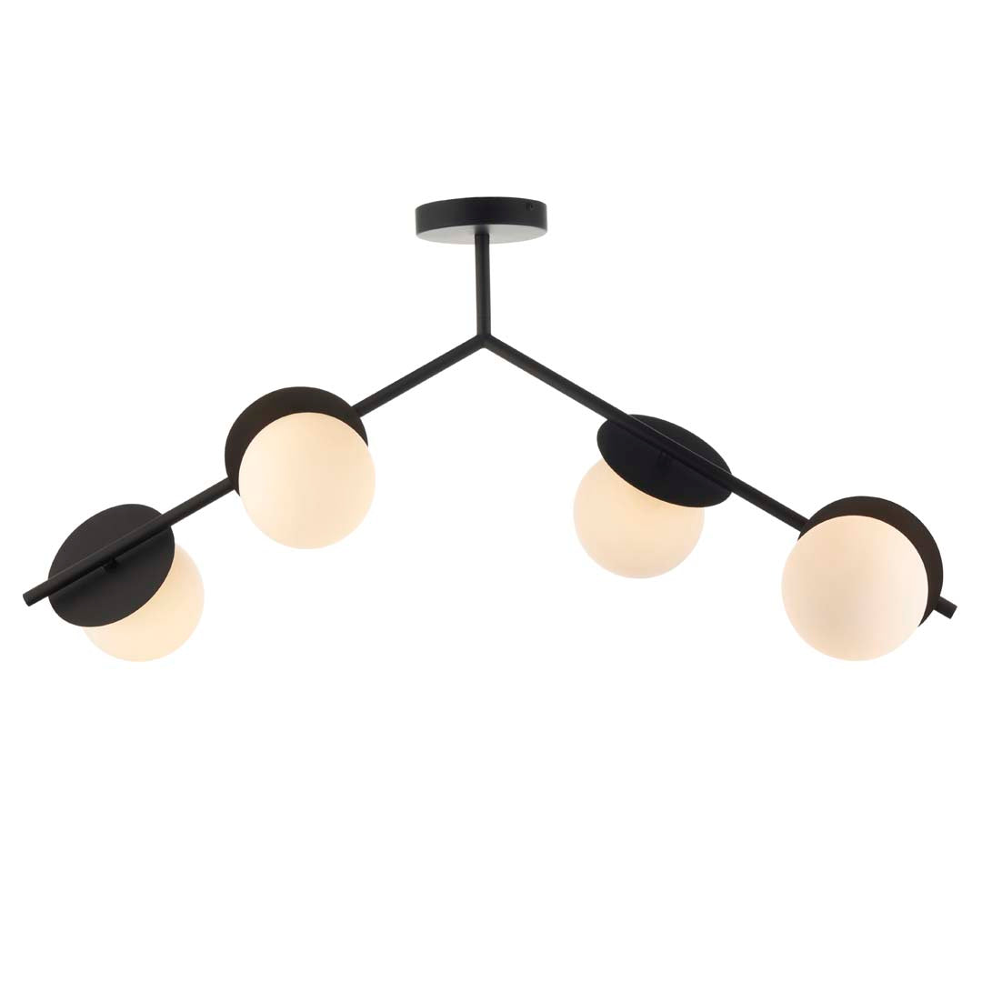 Satellite 4 Light Black Semi Flush Ceiling Light