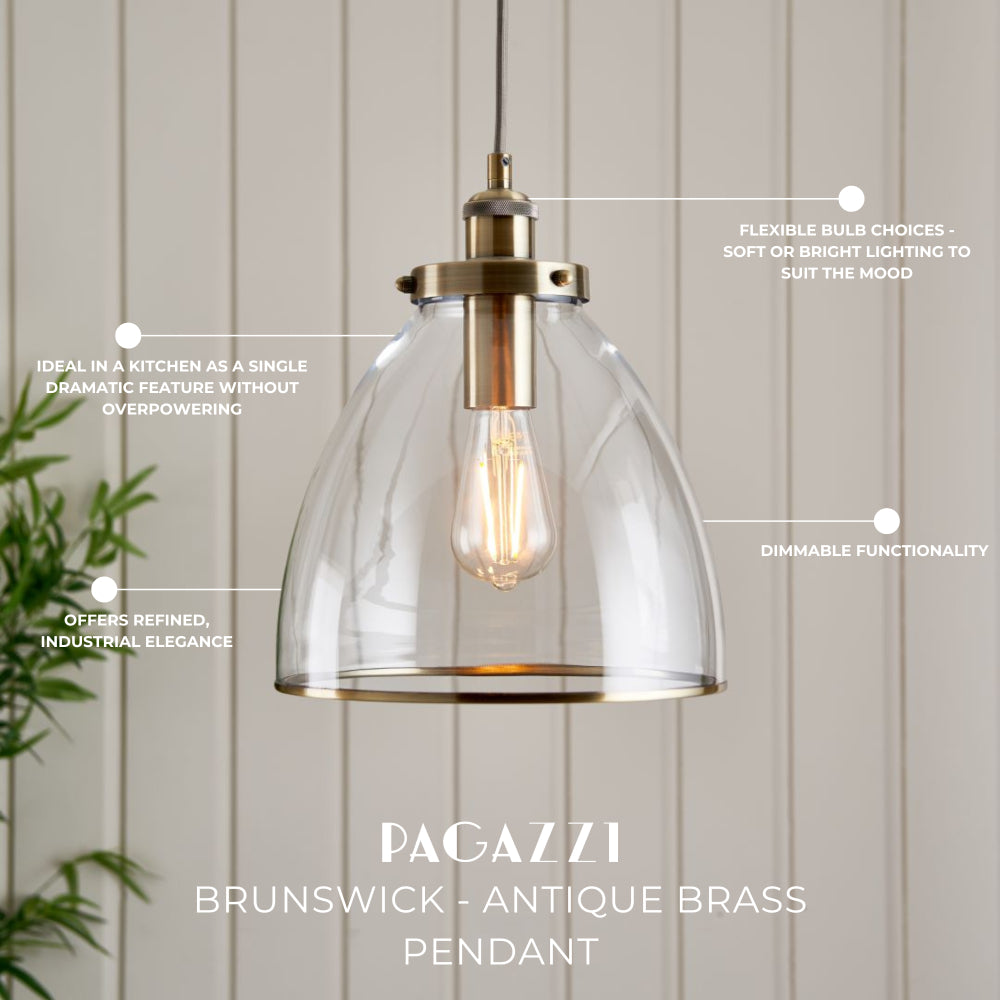 Morden 3 Light Antique Brass Semi Flush Ceiling Light