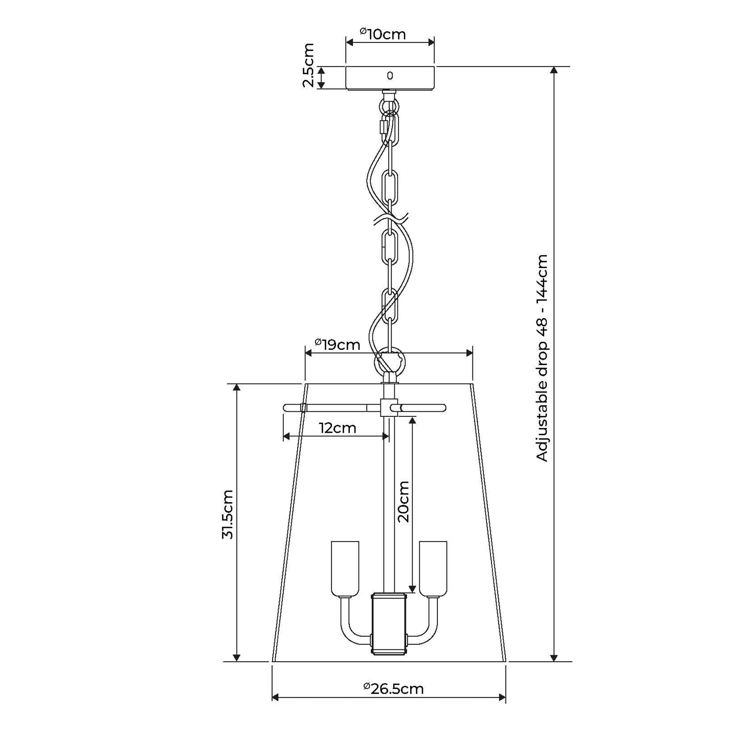 Park Taper Clear & Antique Brass Pendant