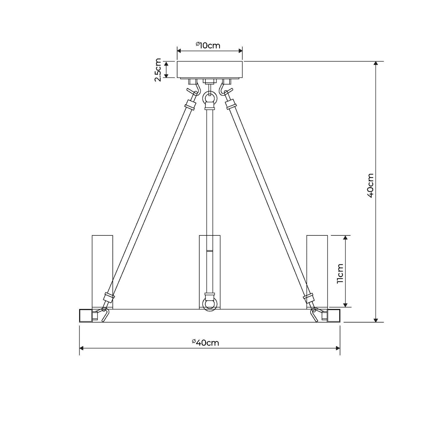 Parley 3 Light Black Semi Flush Ceiling Light