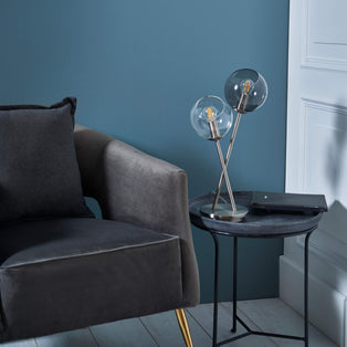 Branco 2 Light Chrome & Smoked Glass Table Lamp