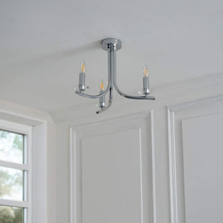 Morden 3 Light Polished Chrome Semi Flush Ceiling Light