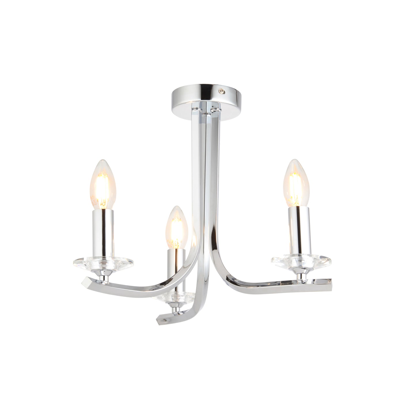 Morden 3 Light Polished Chrome Semi Flush Ceiling Light