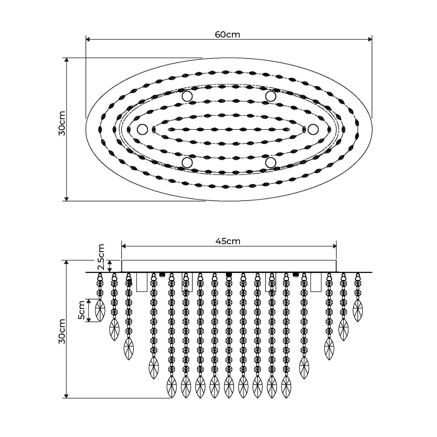 Winona Large Crystal Flush Ceiling Light
