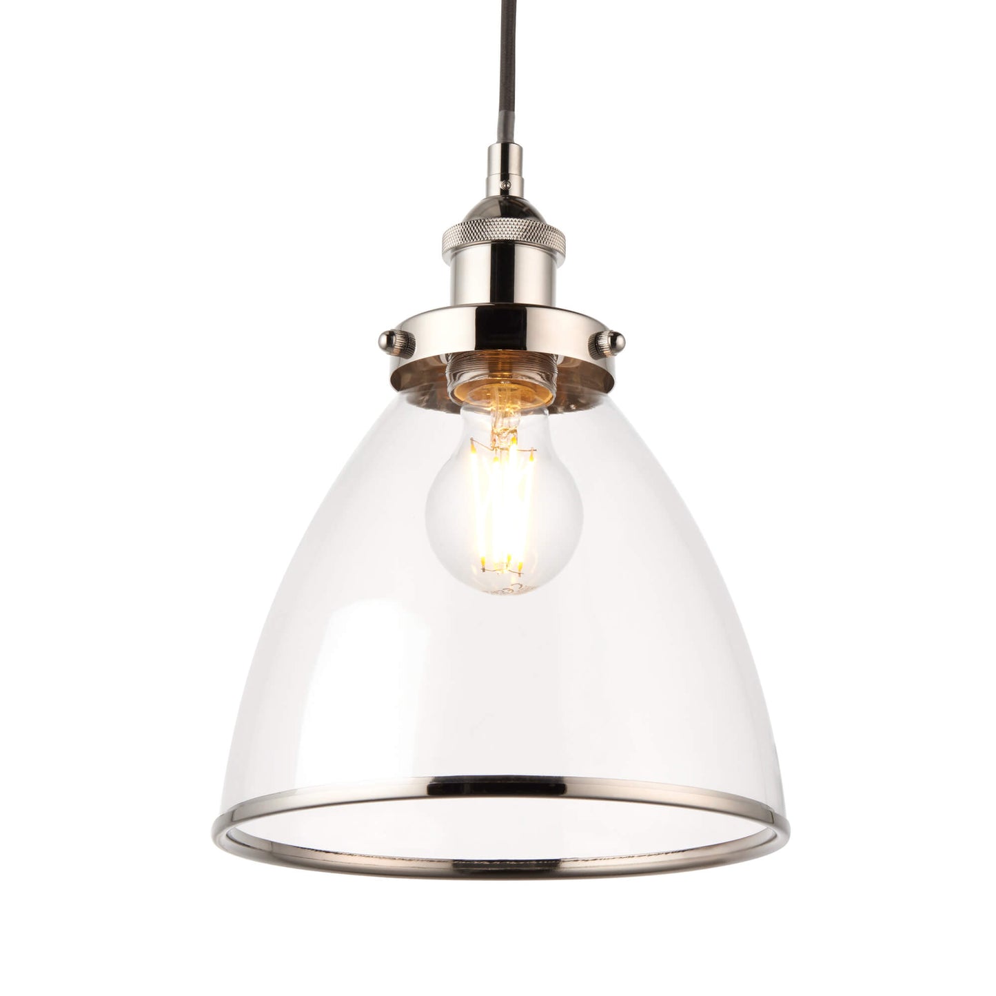 Brunswick Satin Nickel and Clear Glass Easy-Fit Pendant Shade