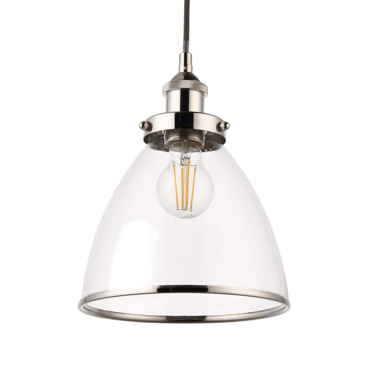 Brunswick Satin Nickel and Clear Glass Easy-Fit Pendant Shade