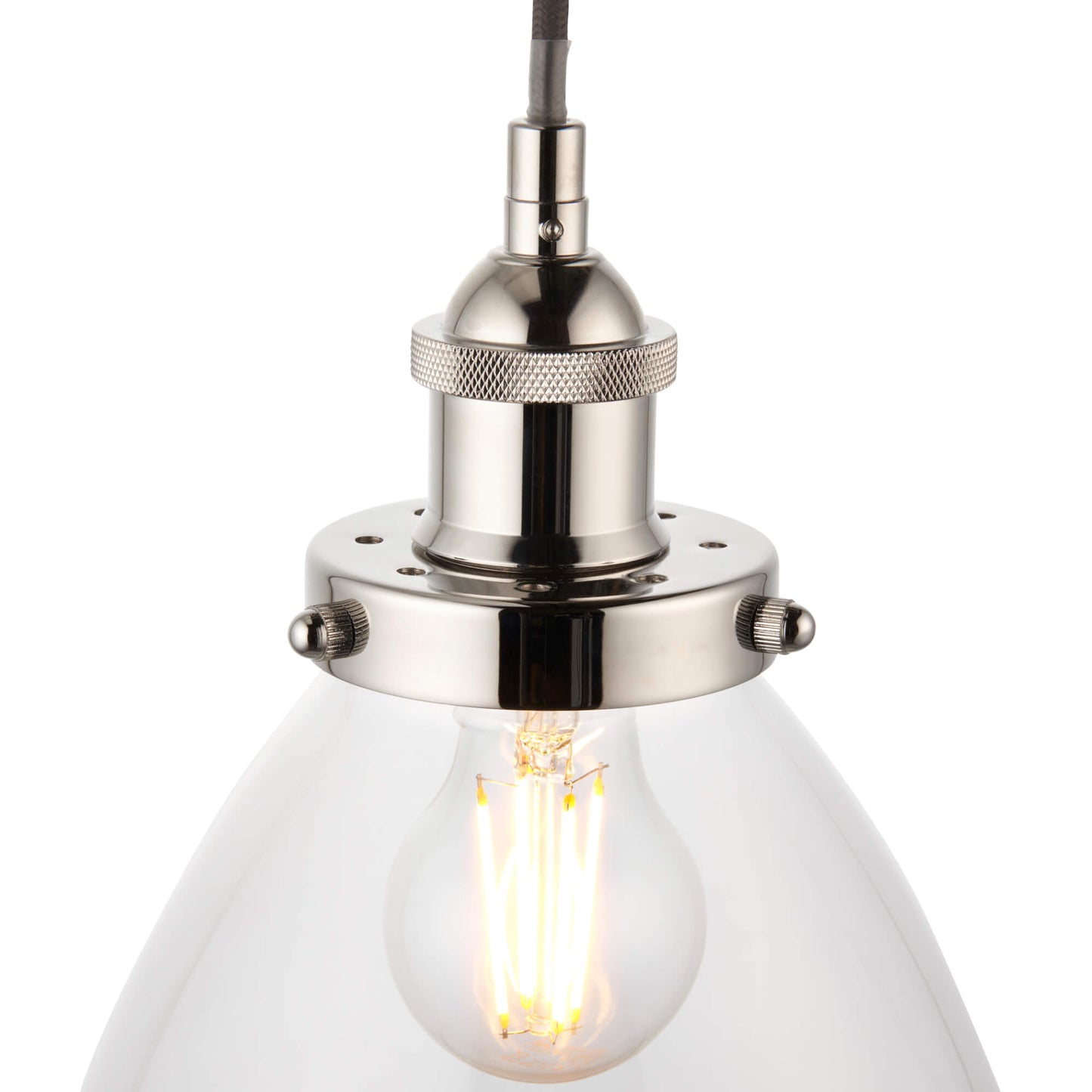 Brunswick Satin Nickel and Clear Glass Easy-Fit Pendant Shade