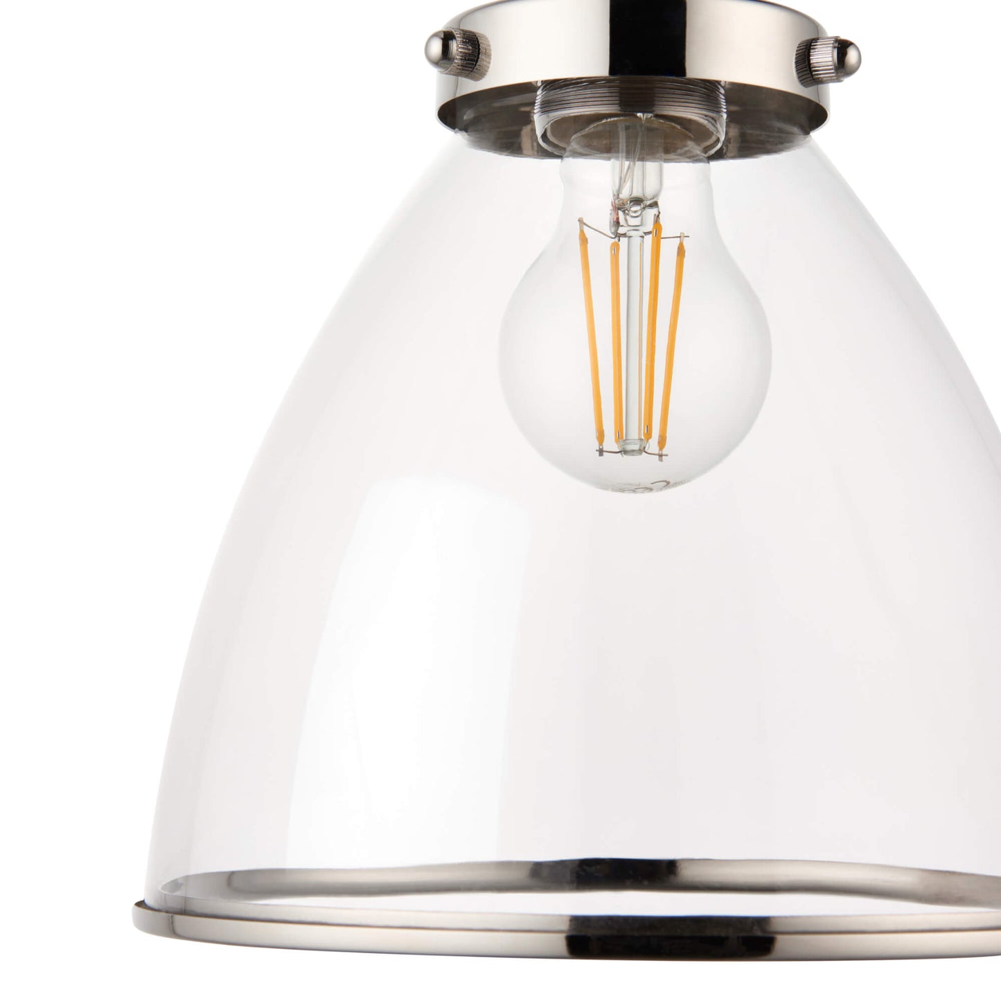Brunswick Satin Nickel and Clear Glass Easy-Fit Pendant Shade