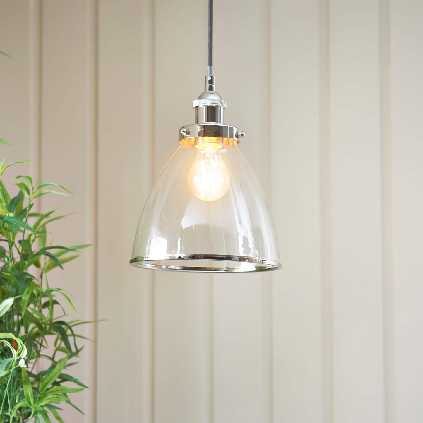 Brunswick Satin Nickel and Clear Glass Easy-Fit Pendant Shade