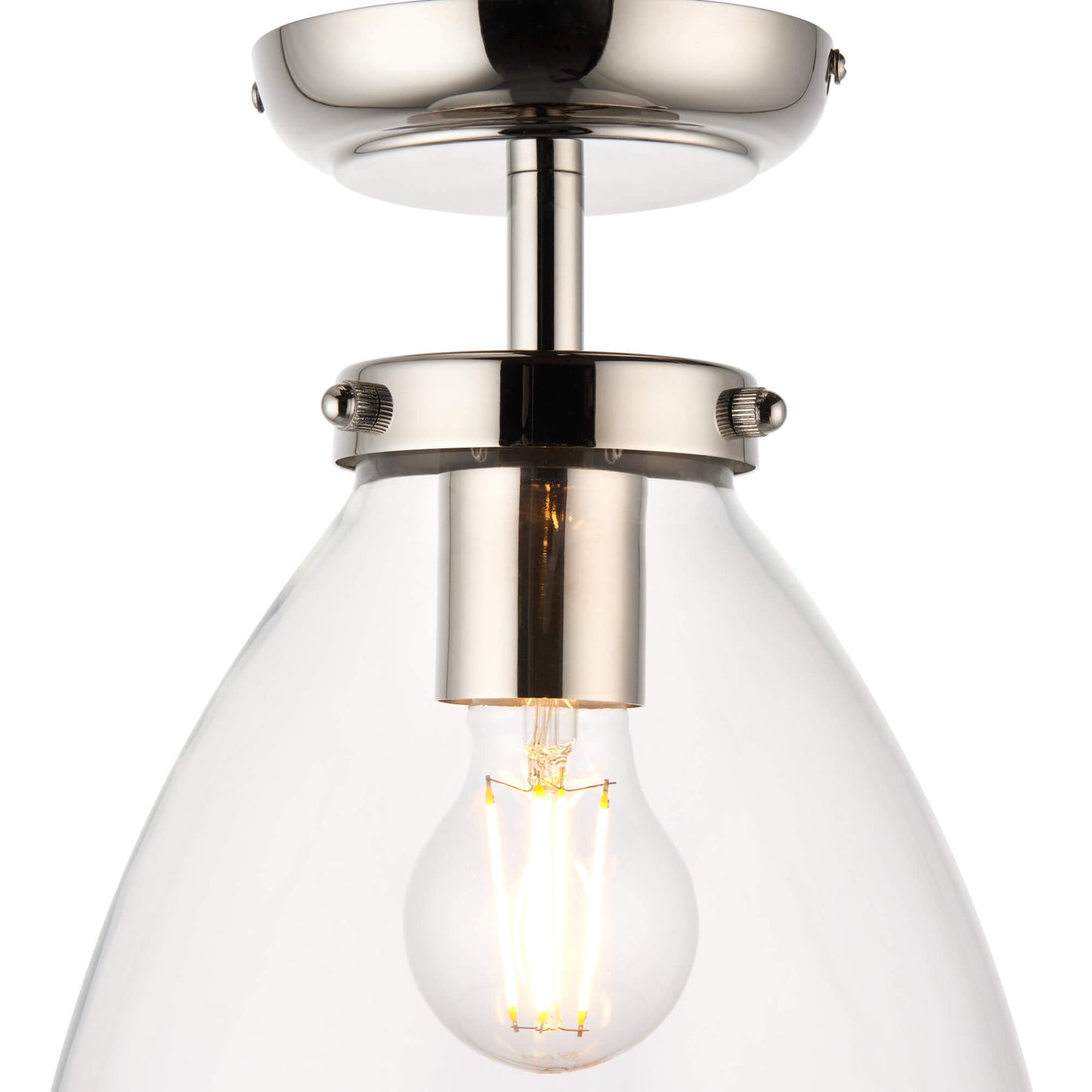 Brunswick Satin Nickel and Clear Glass Semi-Flush Ceiling Light