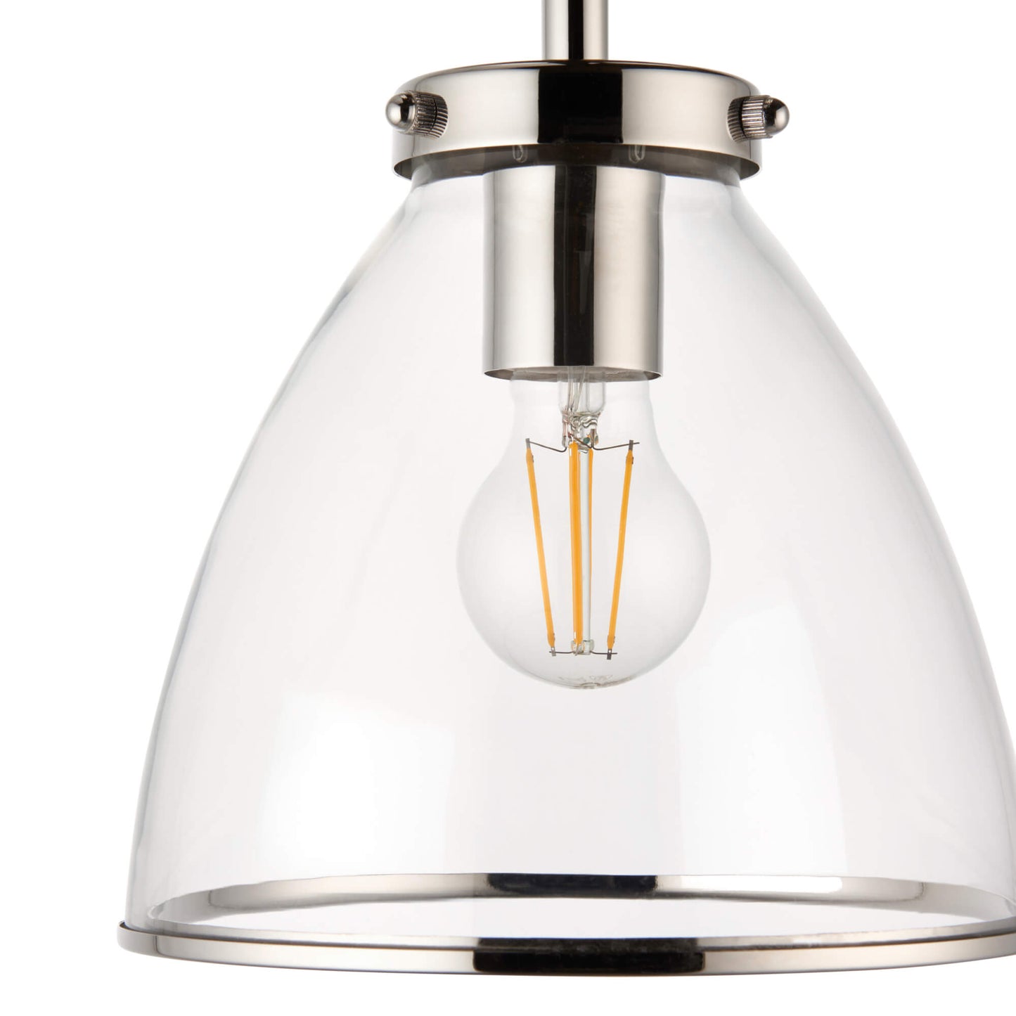 Brunswick Satin Nickel and Clear Glass Semi-Flush Ceiling Light