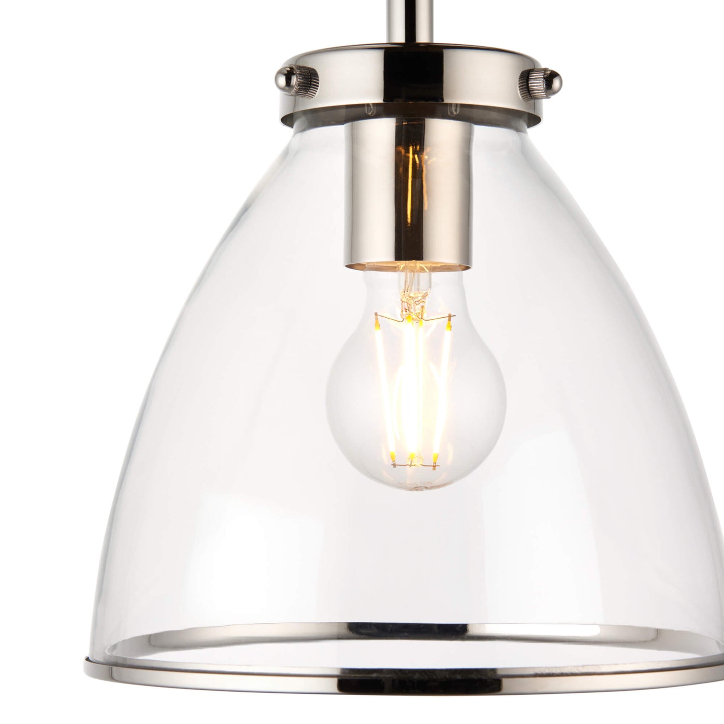 Brunswick Satin Nickel and Clear Glass Semi-Flush Ceiling Light