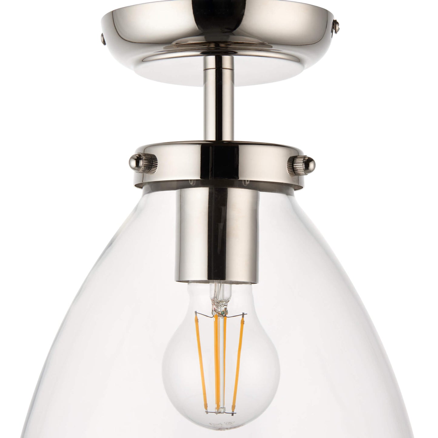 Brunswick Satin Nickel and Clear Glass Semi-Flush Ceiling Light