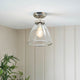 Brunswick Satin Nickel and Clear Glass Semi-Flush Ceiling Light