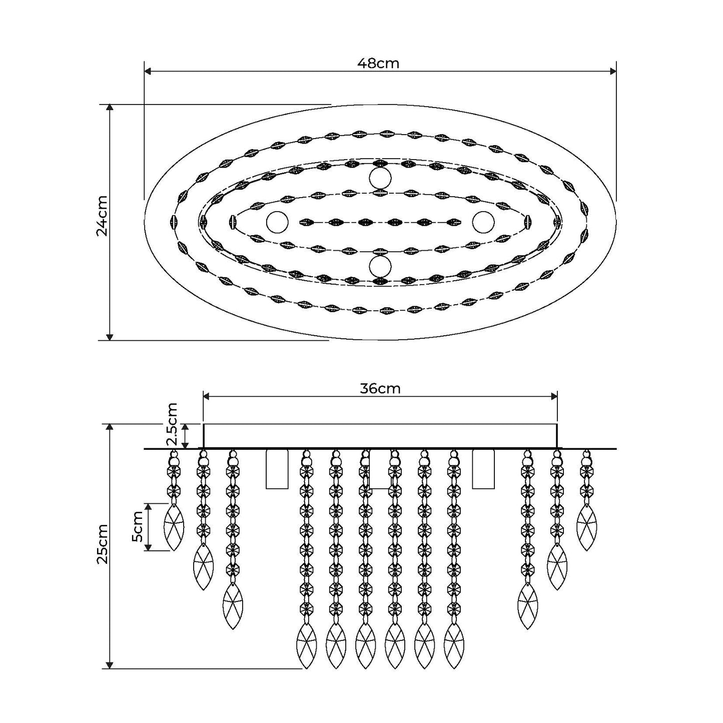 Winona Small Crystal Flush Ceiling Light