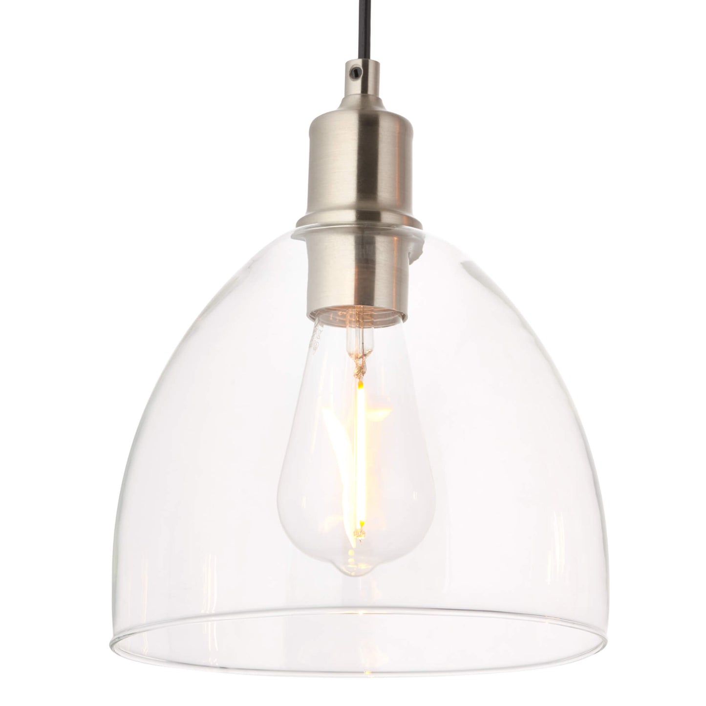 Jacob 3 Light Nickel and Glass Ceiling Pendant Bar