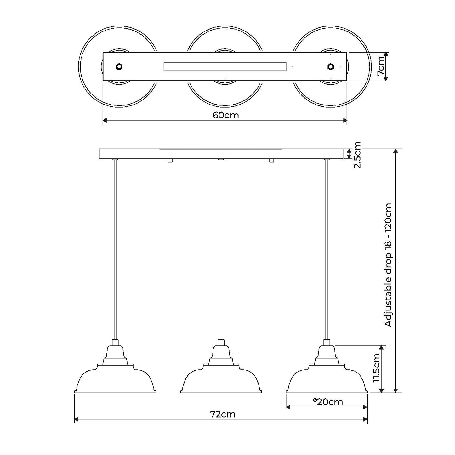 Bakewell Grey Bar Pendant