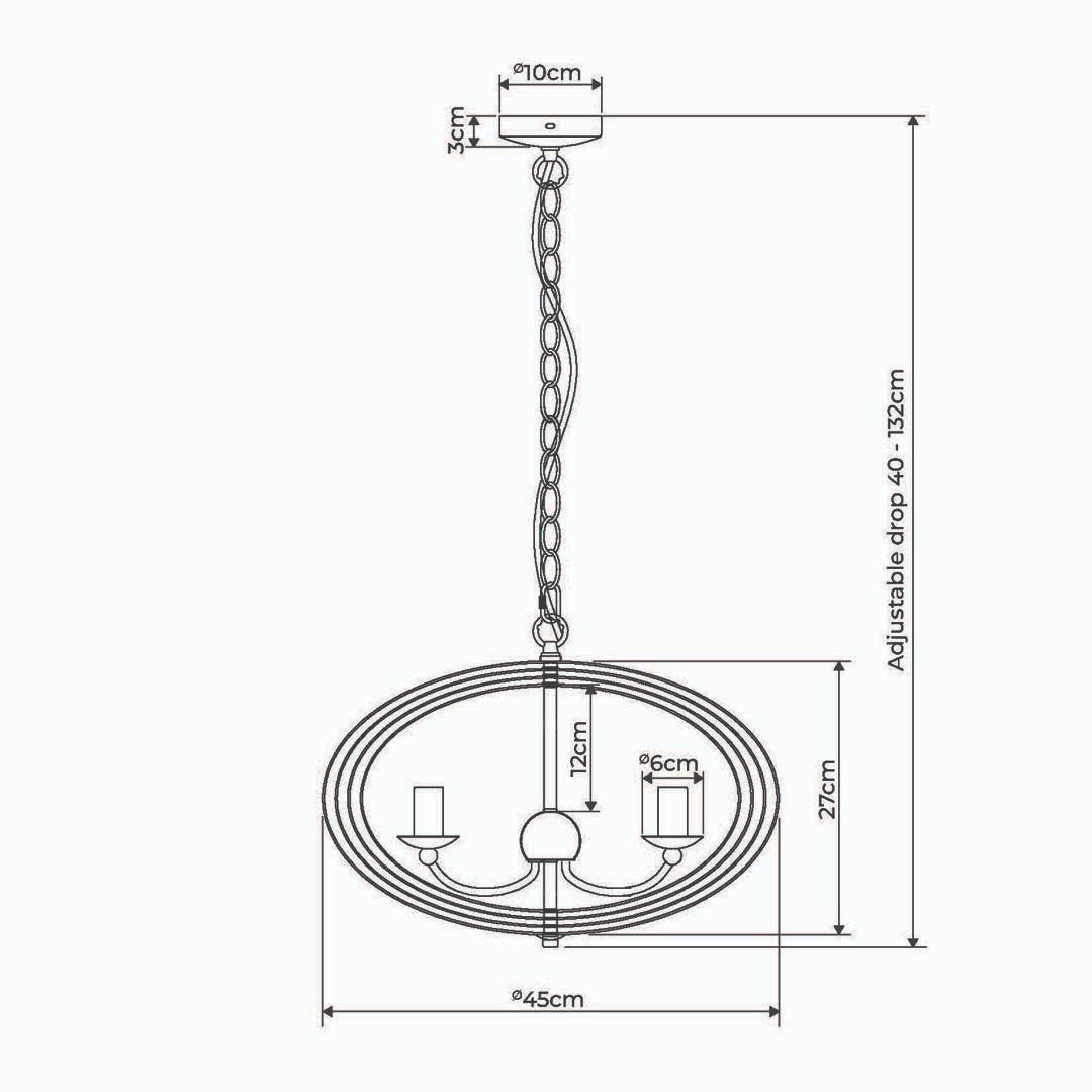 Midnight 3 Light Matte Black Pendant Ceiling Light
