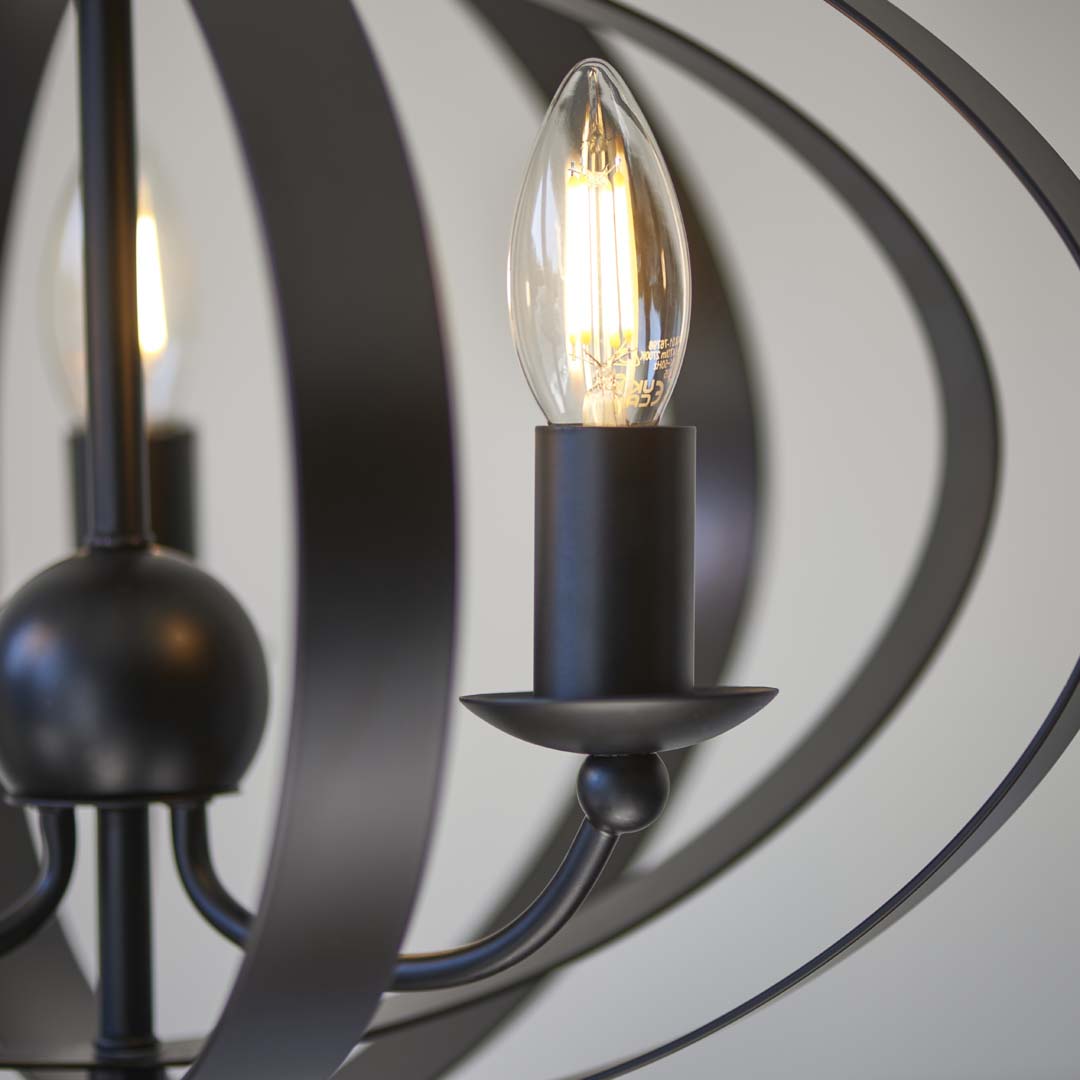 Midnight 3 Light Matte Black Pendant Ceiling Light