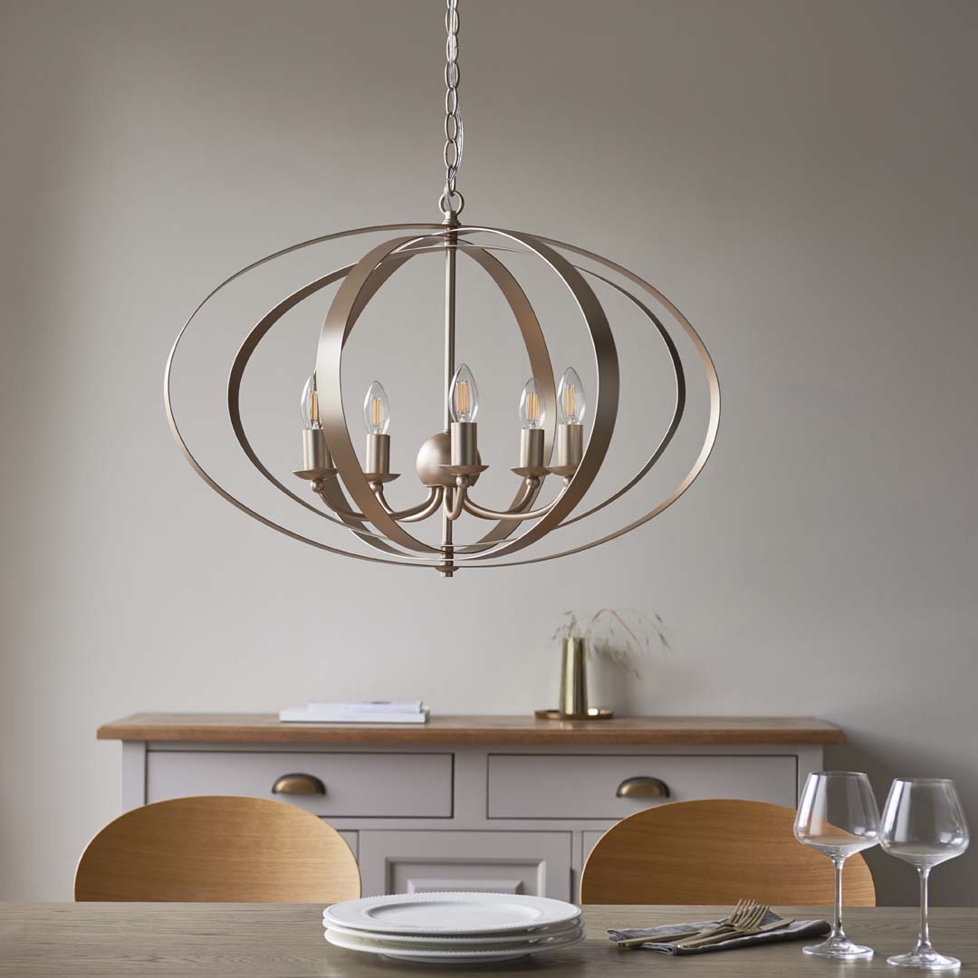 Midnight 5 Light Satin Gold Pendant Ceiling Light