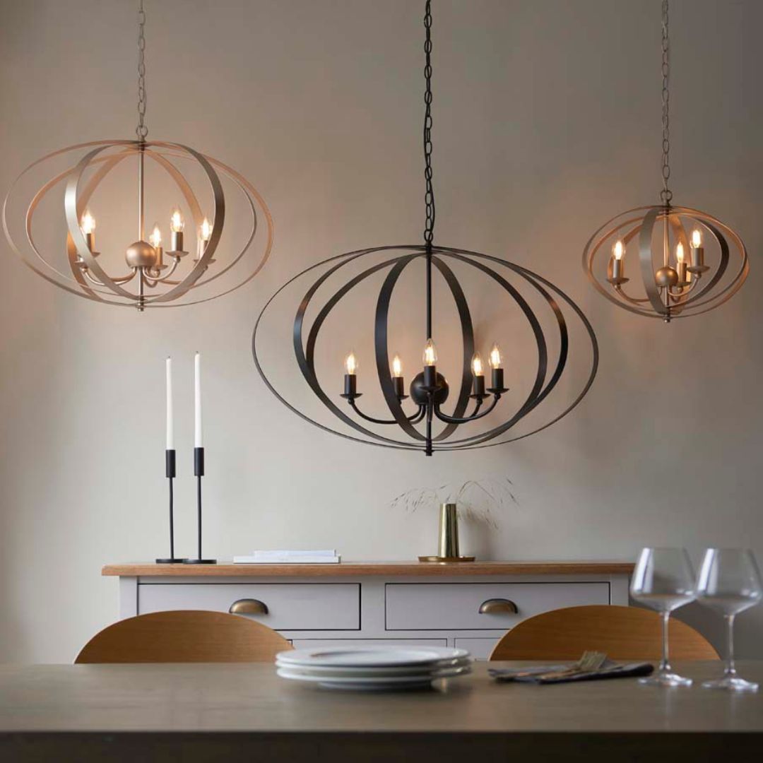 Midnight 5 Light Satin Gold Pendant Ceiling Light