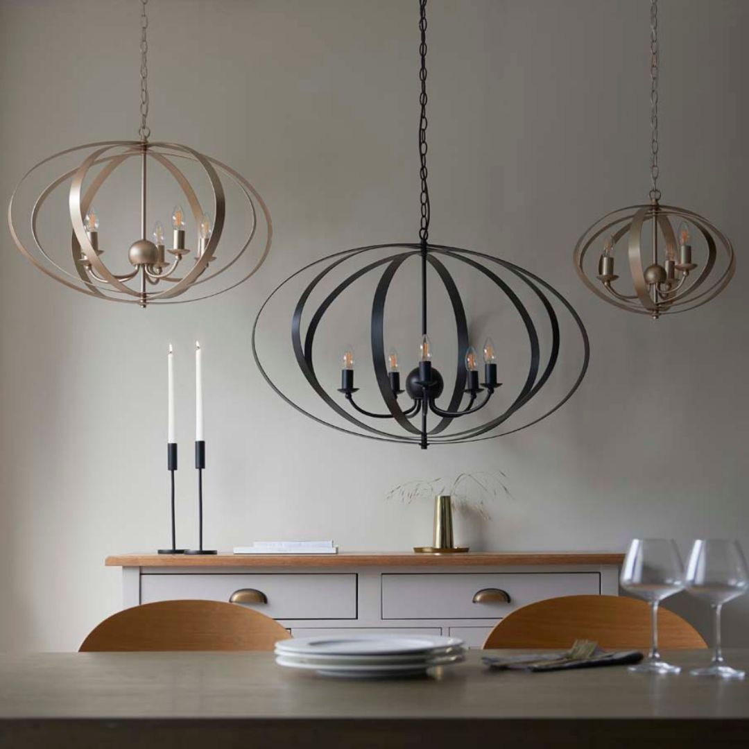 Midnight 5 Light Satin Gold Pendant Ceiling Light