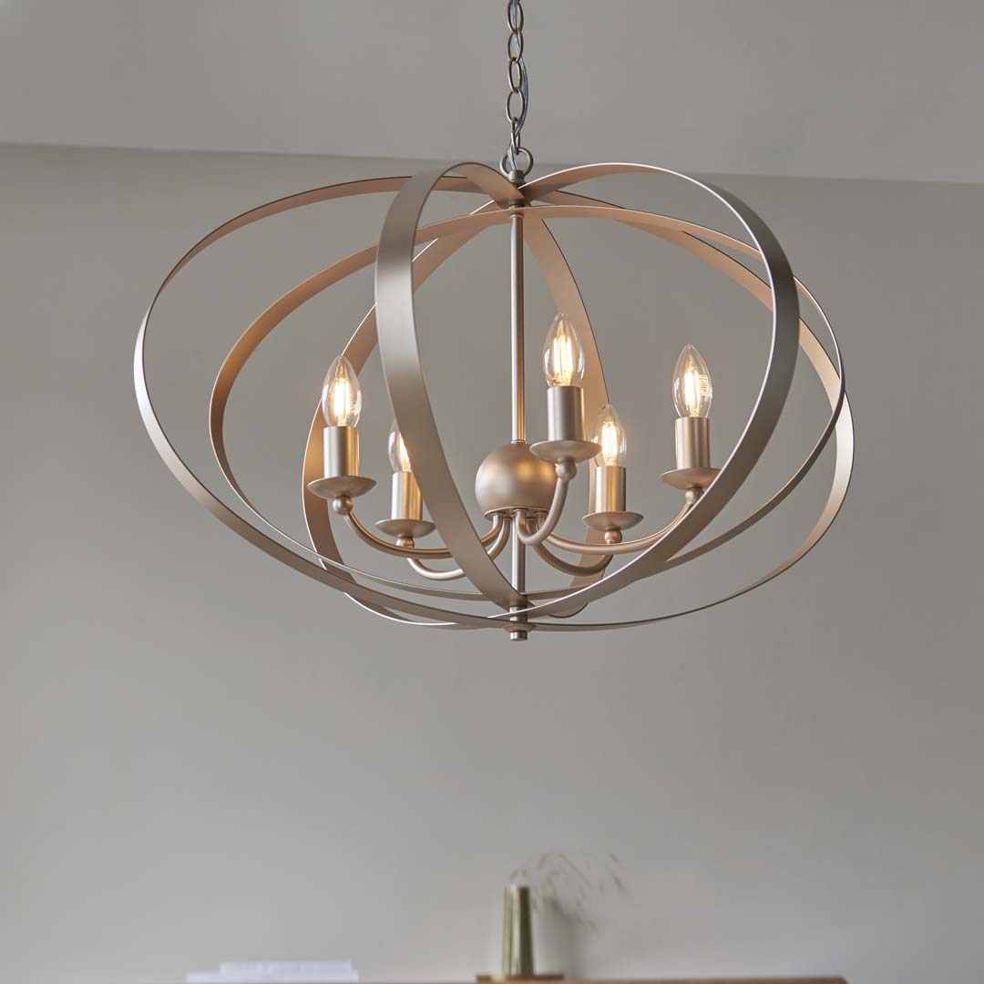 Midnight 5 Light Satin Gold Pendant Ceiling Light