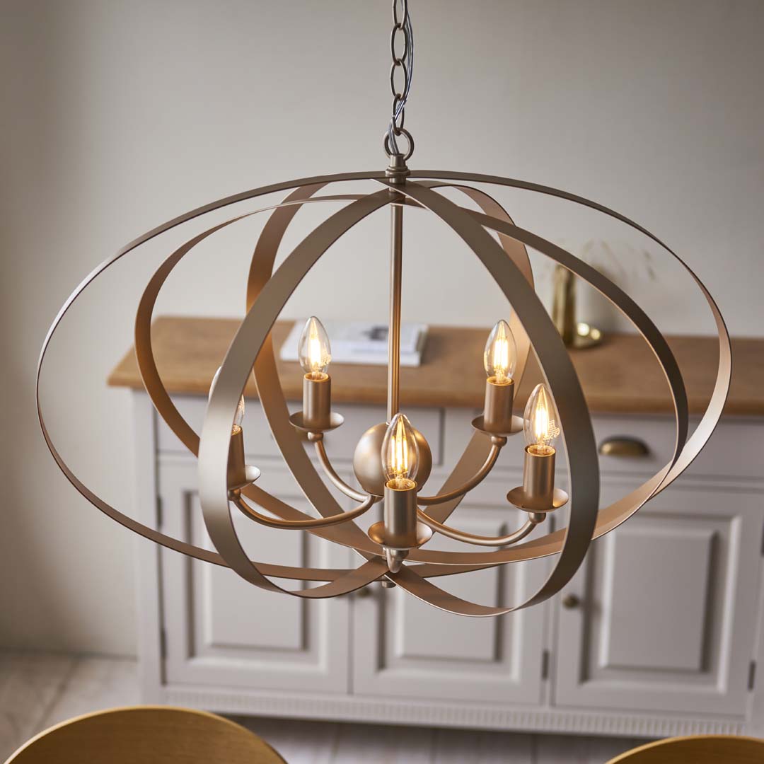 Midnight 5 Light Satin Gold Pendant Ceiling Light
