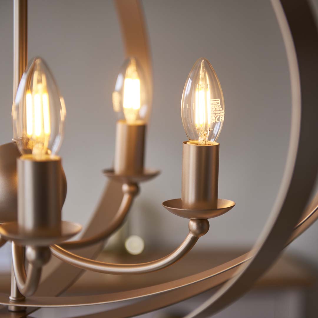 Midnight 5 Light Satin Gold Pendant Ceiling Light