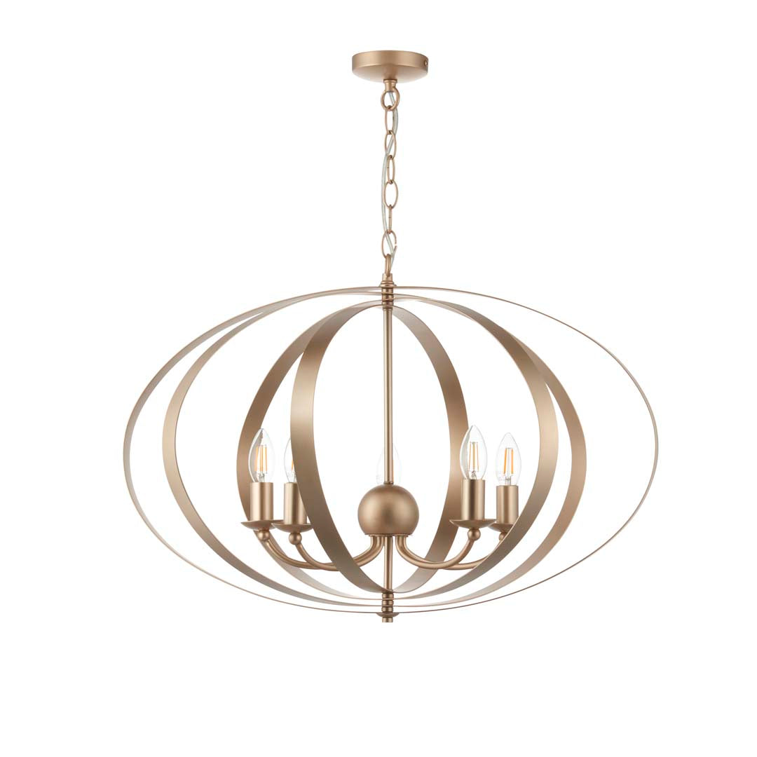 Midnight 5 Light Satin Gold Pendant Ceiling Light