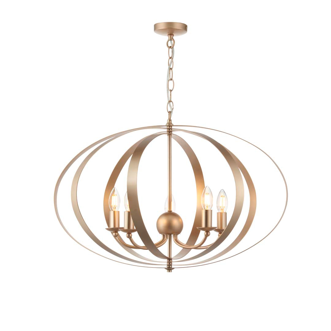 Midnight 5 Light Satin Gold Pendant Ceiling Light