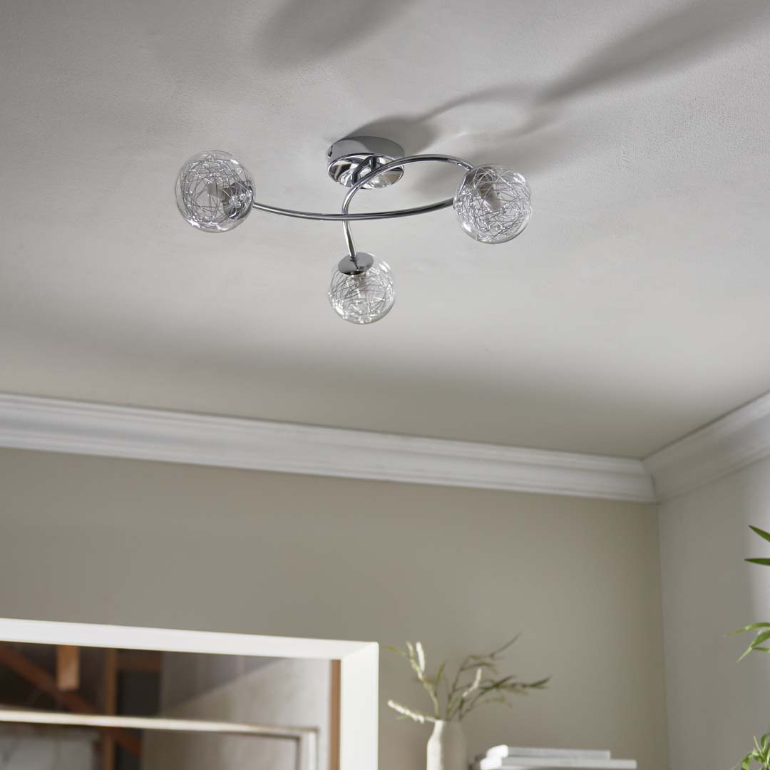Jaymie 3-Light Chrome Semi-Flush Ceiling Light