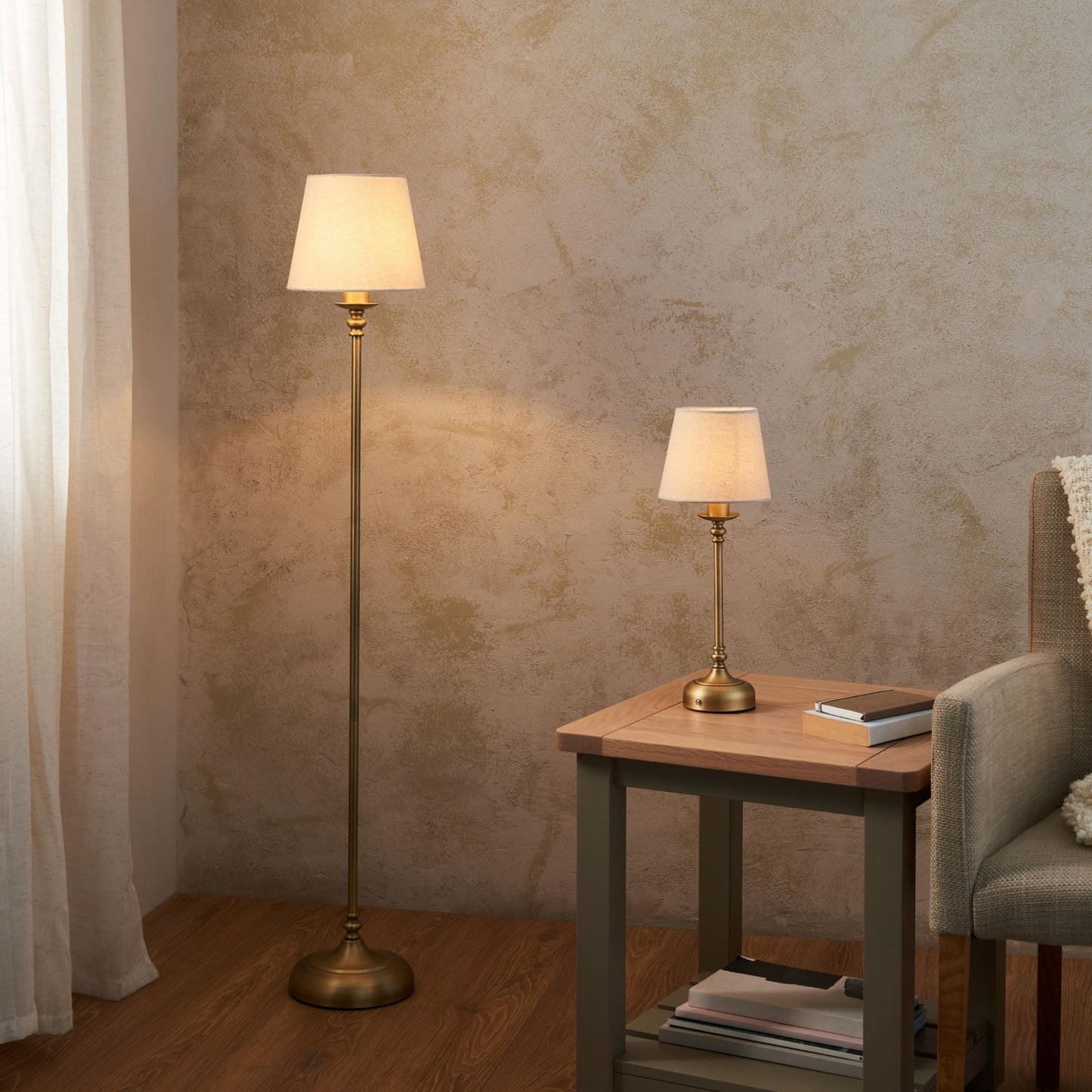 Fable Antique Brass LED Rechargeable Touch Table Lamp