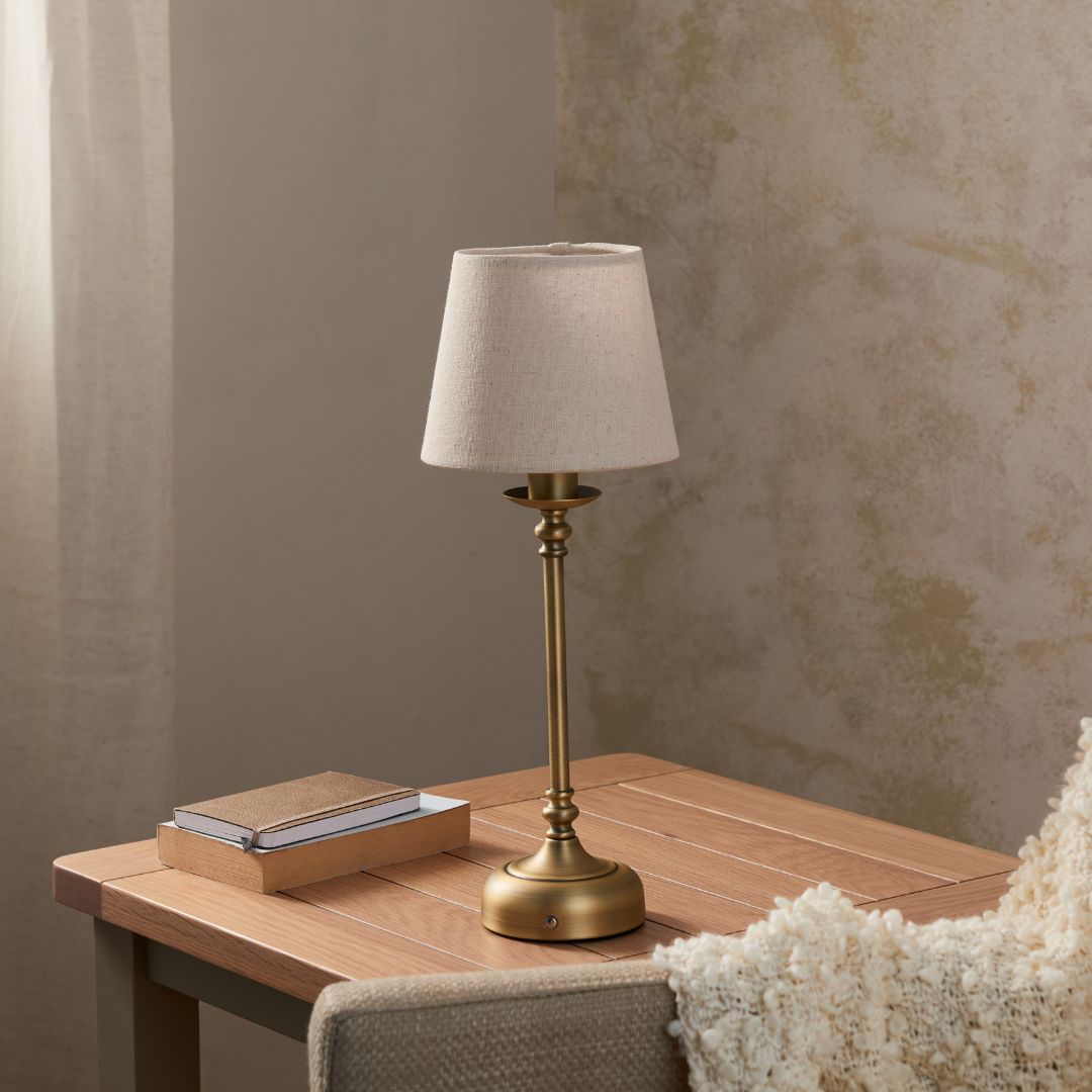 Fable Antique Brass LED Rechargeable Touch Table Lamp