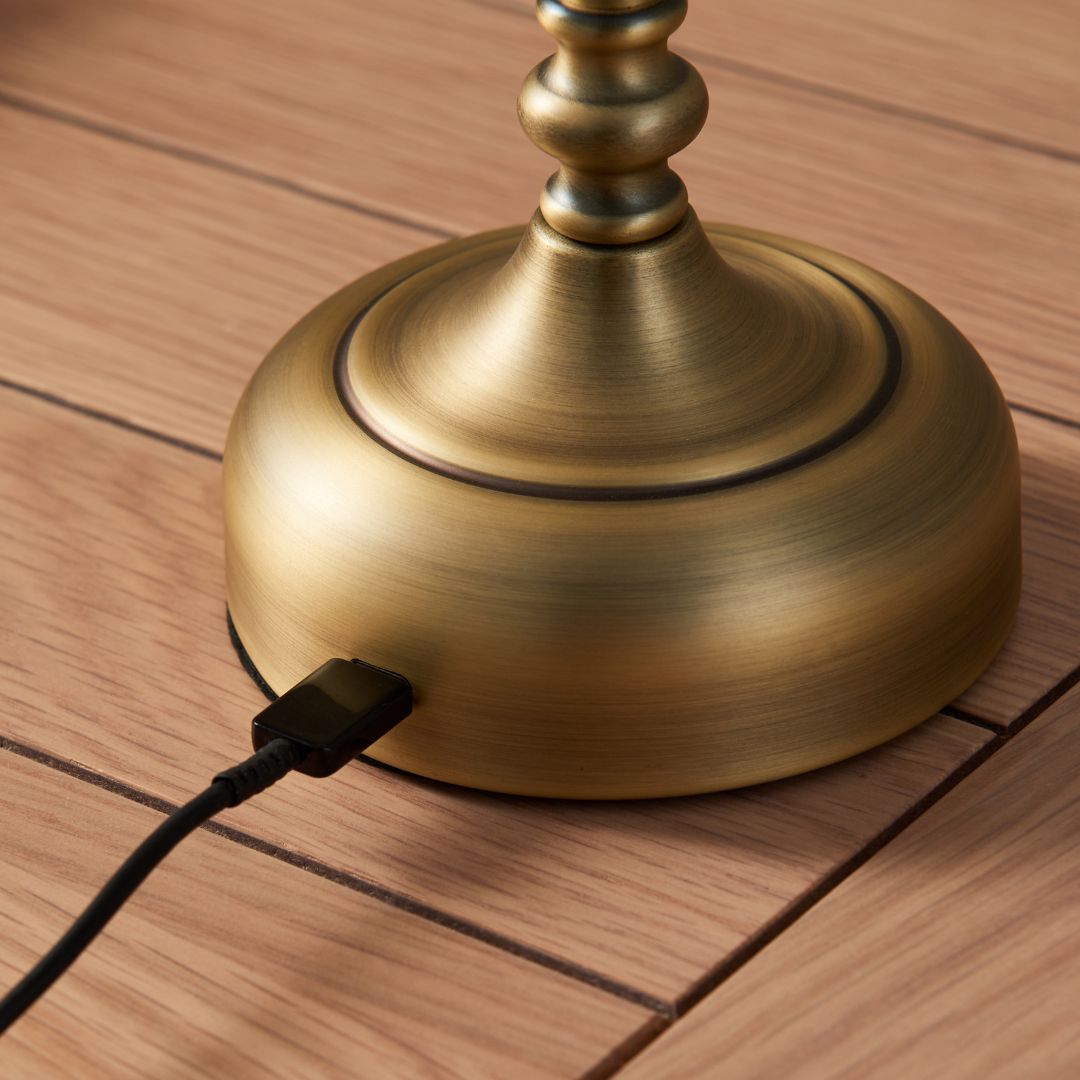 Fable Antique Brass LED Rechargeable Touch Table Lamp