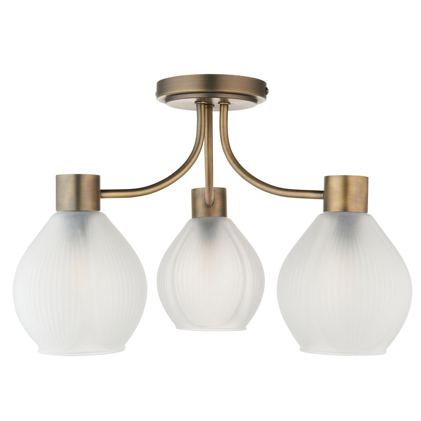 Hamilton 3 Light Antique Brass Semi Flush Ceiling Light
