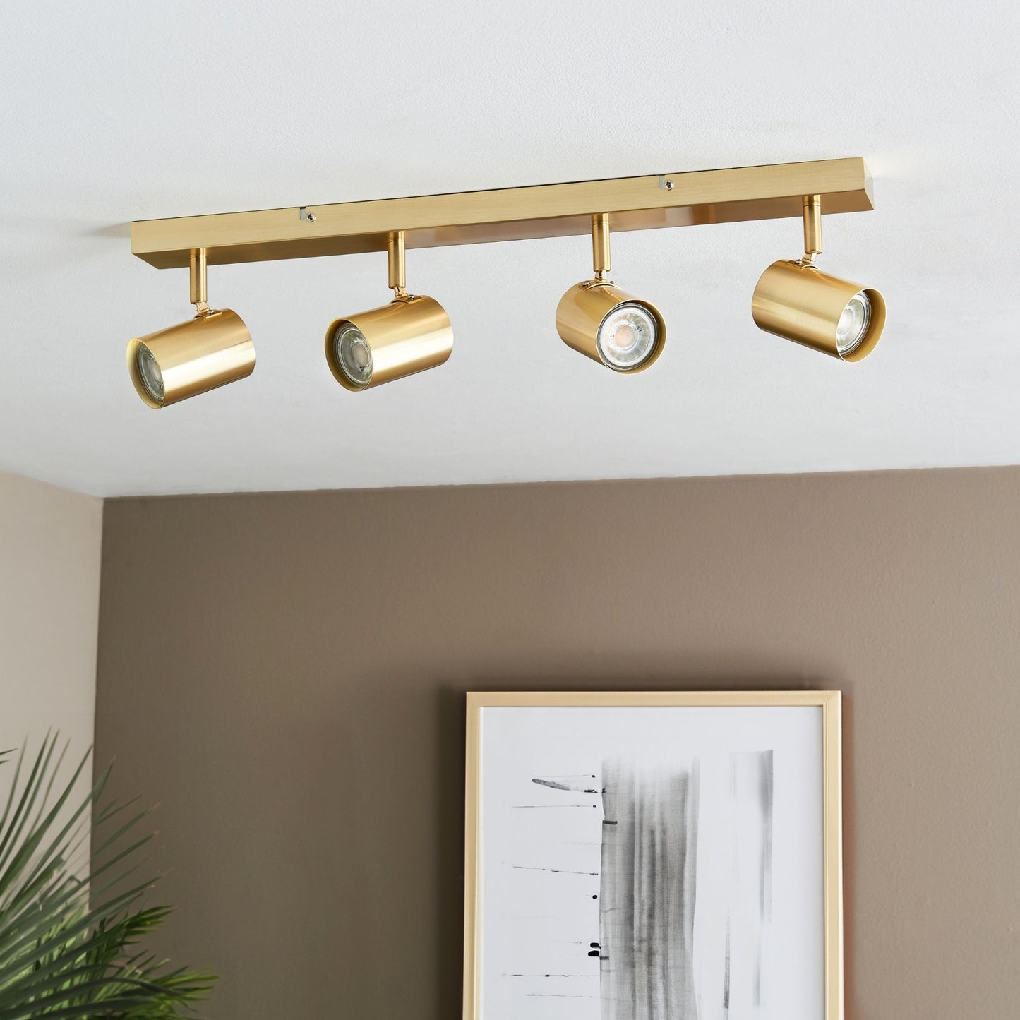 Hereford 4 Light Satin Gold Ceiling Spotlight Bar