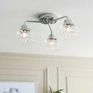 Yarrow 3 Light Polished Chrome Semi Flush Ceiling Light