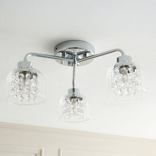 Yarrow 3 Light Polished Chrome Semi Flush Ceiling Light