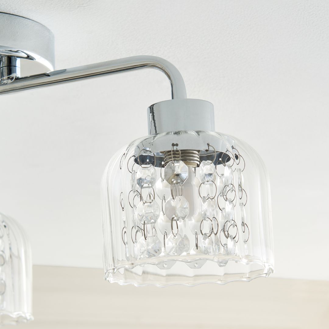 Yarrow 3 Light Polished Chrome Semi Flush Ceiling Light