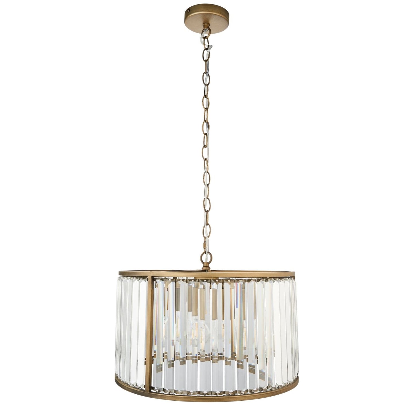 Resto Crystal & Antique Brass Pendant Ceiling Light