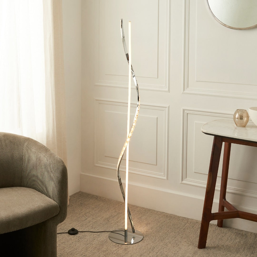 Hyde Chrome And Crystal LED Floor Lamp