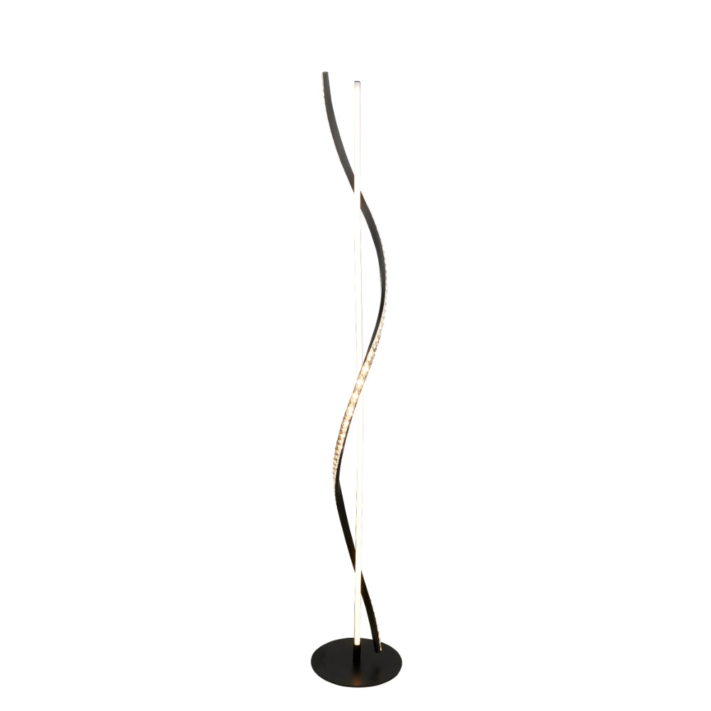 Hyde Matte Black And Crystal LED Floor Lamp