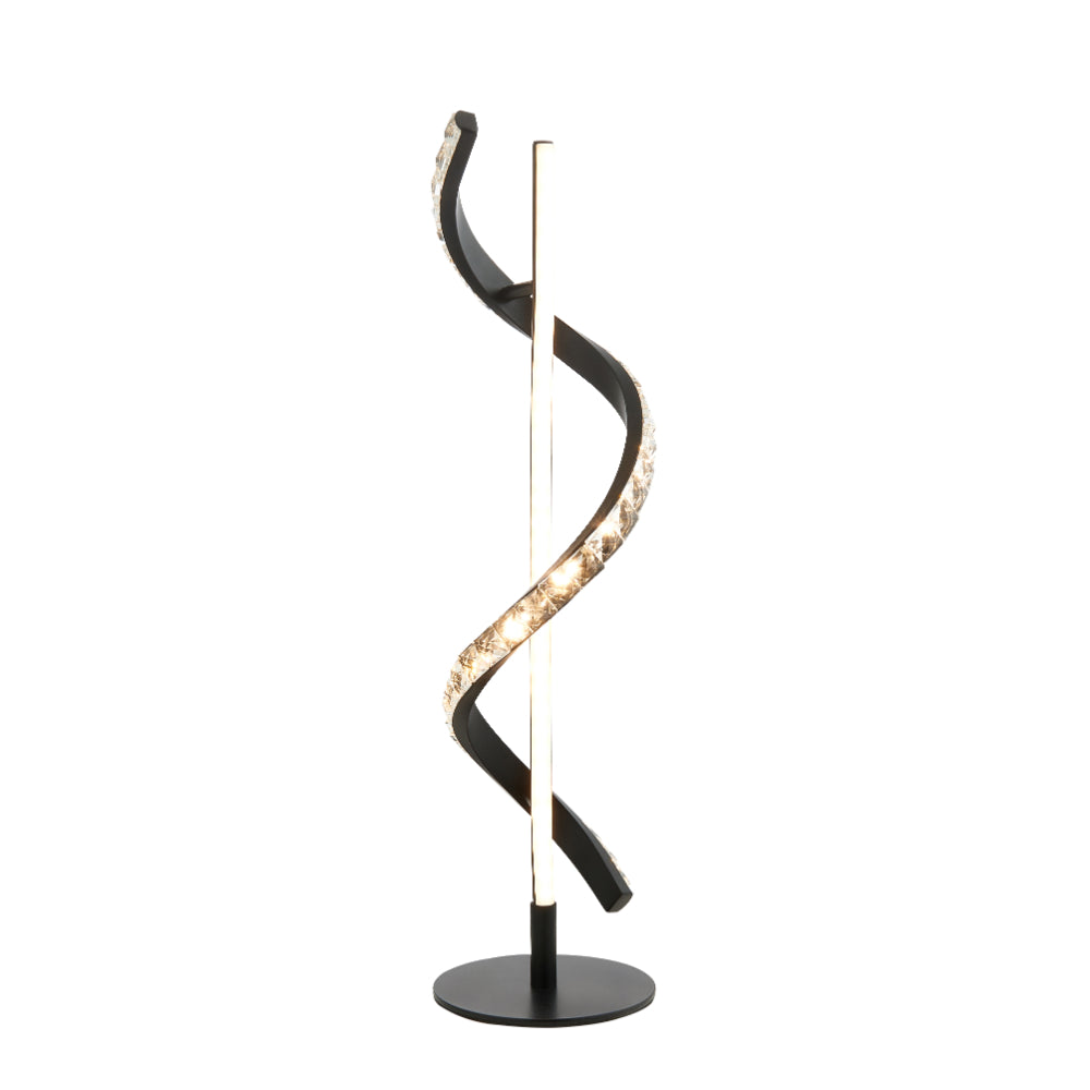 Hyde Matte Black And Crystal LED Table Lamp