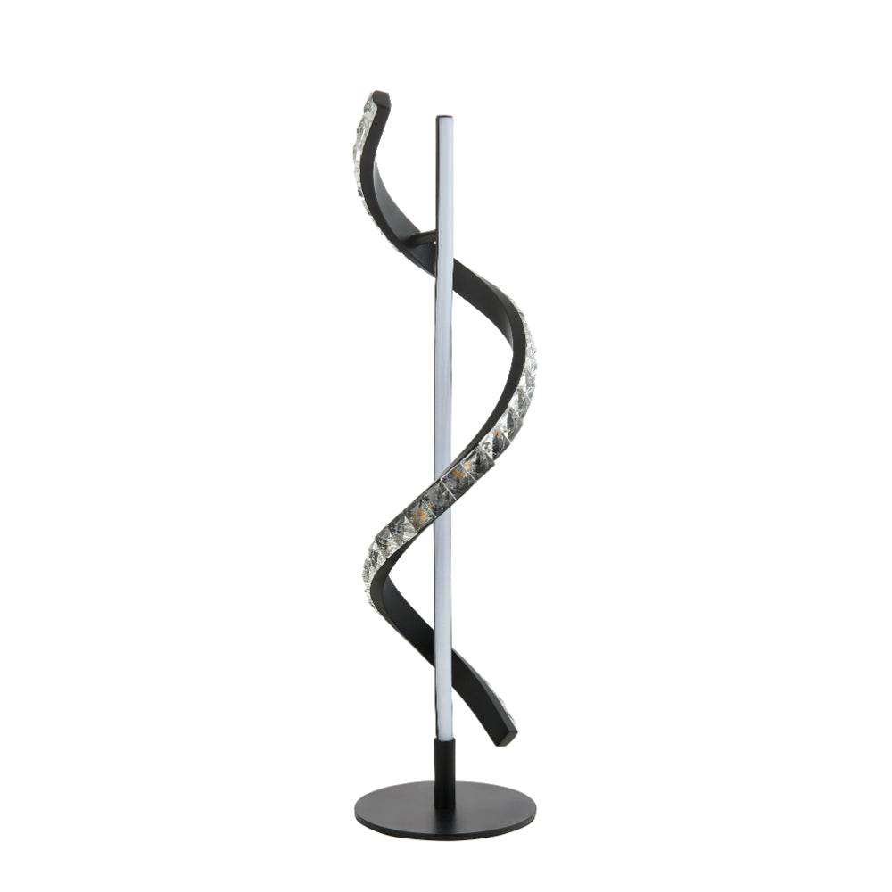 Hyde Matte Black And Crystal LED Table Lamp